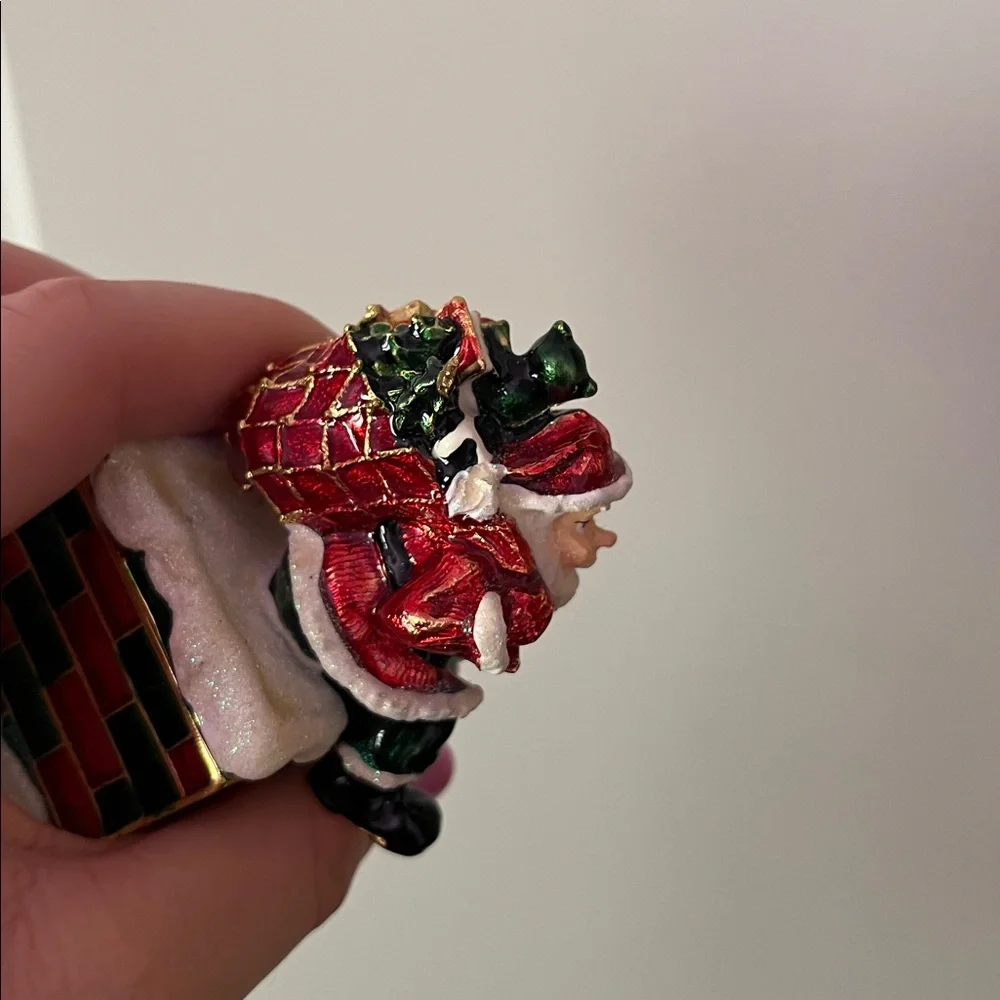 Festive Santa Trinket Box - Red and Green